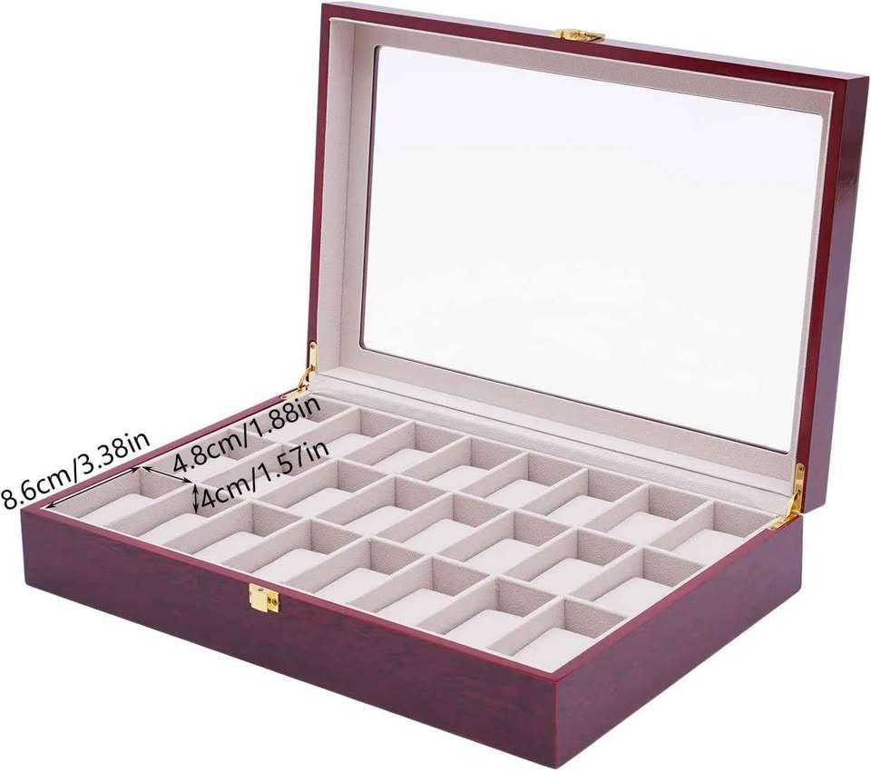 Boîte à Montres en Bois – 24 Emplacements Rangement Sécurisé & Élégance au Maroc