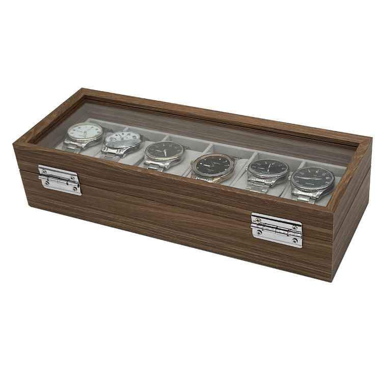 BOÎTE À MONTRES EN BOIS 6 EMPLACEMENTS