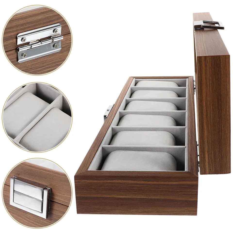 BOÎTE À MONTRES EN BOIS 6 EMPLACEMENTS