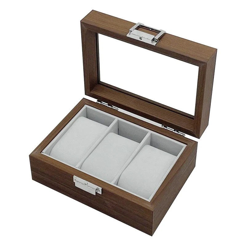 Boîte à montres en bois de luxe avec 3 compartiments haut de gamme