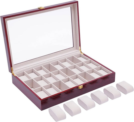 Boîte à Montres en Bois – 24 Emplacements Rangement Sécurisé & Élégance au Maroc