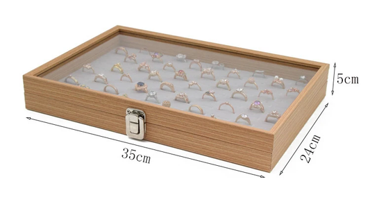 Boîte à Bijoux en Bois avec Verre Transparent – Élégante et Pratique