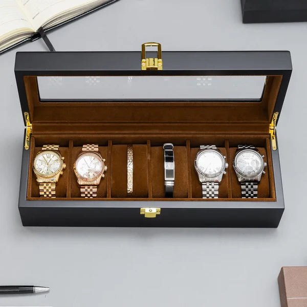 Boite a Montre en Bois Intérieur Daim 12 slots