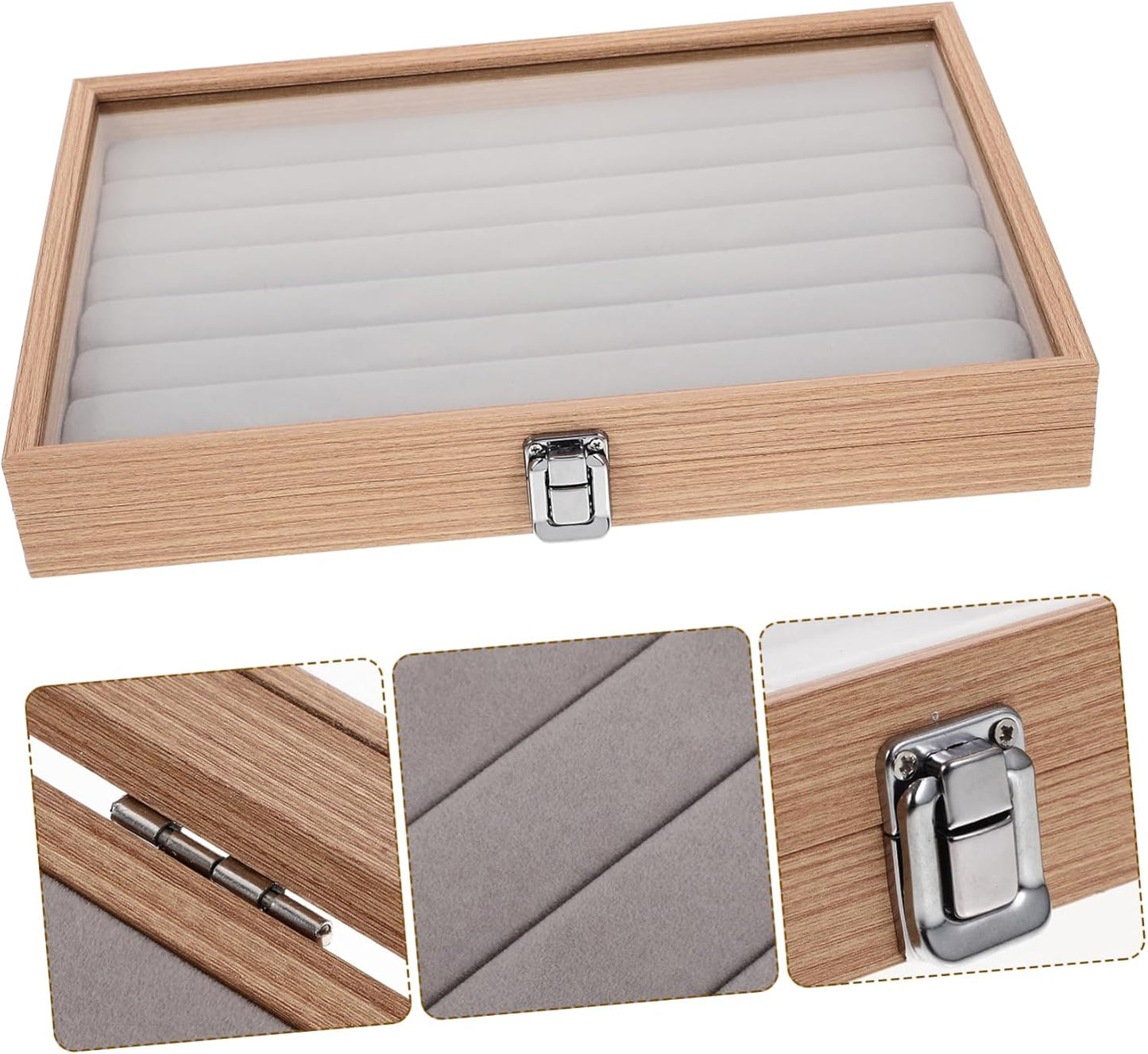 Boîte à Bijoux en Bois avec Verre Transparent – Élégante et Pratique