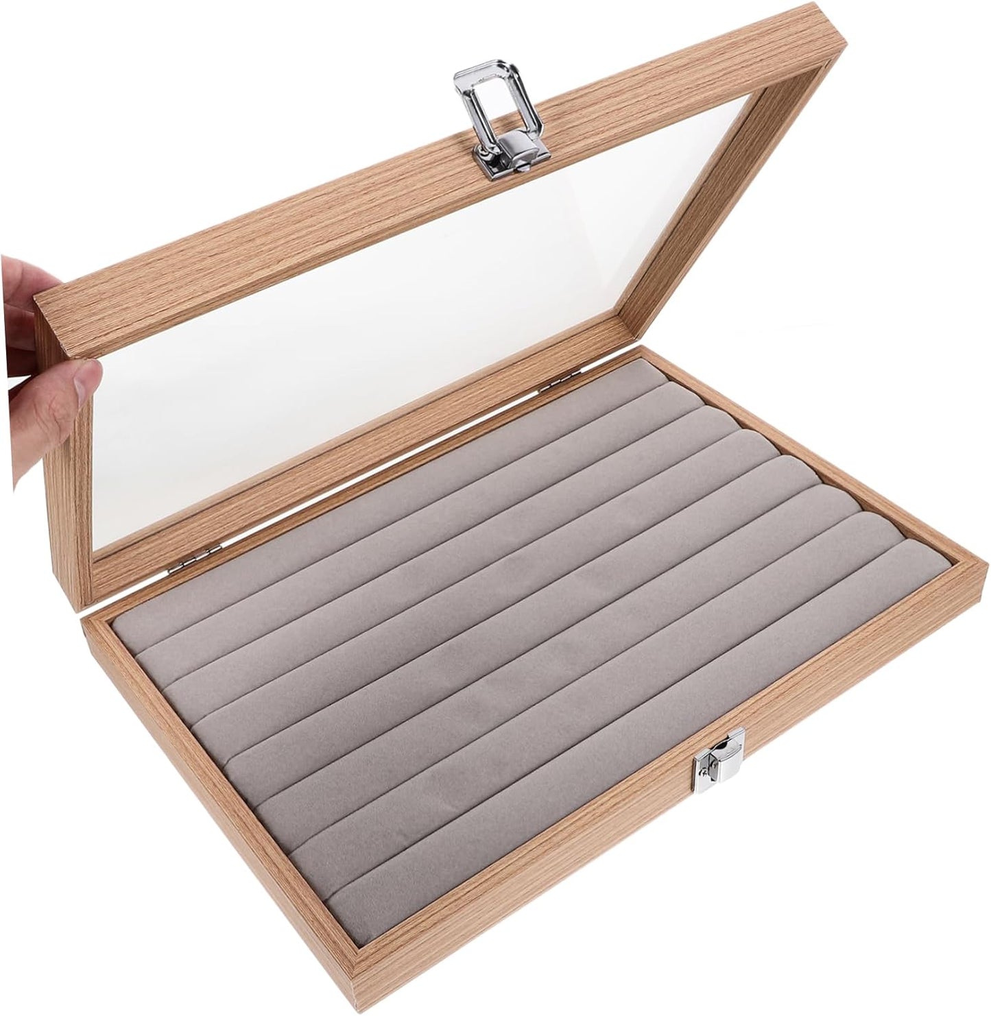 Boîte à Bijoux en Bois avec Verre Transparent – Élégante et Pratique