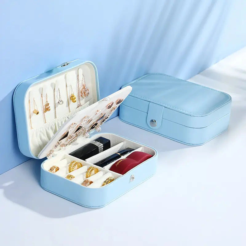 Boîte à bijoux moderne à double couche Organisateur portable en cuir