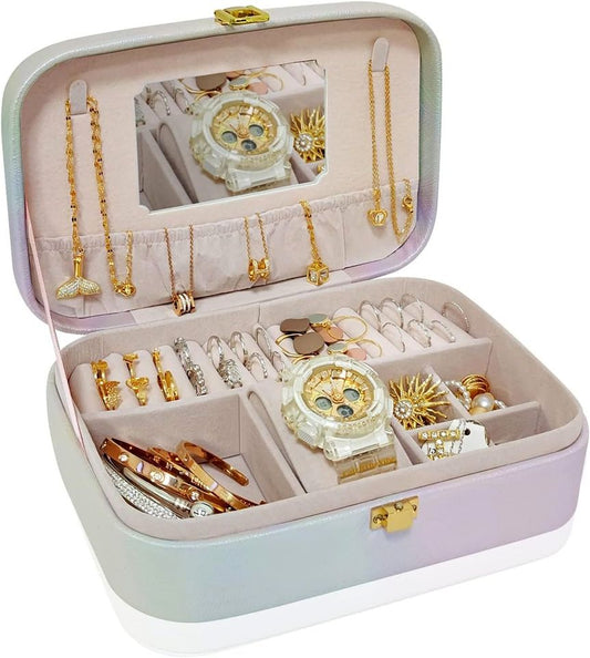 Boîte à bijoux portable en cuir PU Parfaite pour voyage et organisation