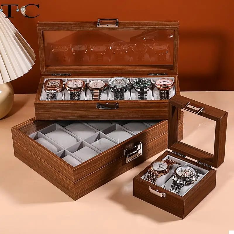BOÎTE À MONTRES EN BOIS 6 EMPLACEMENTS