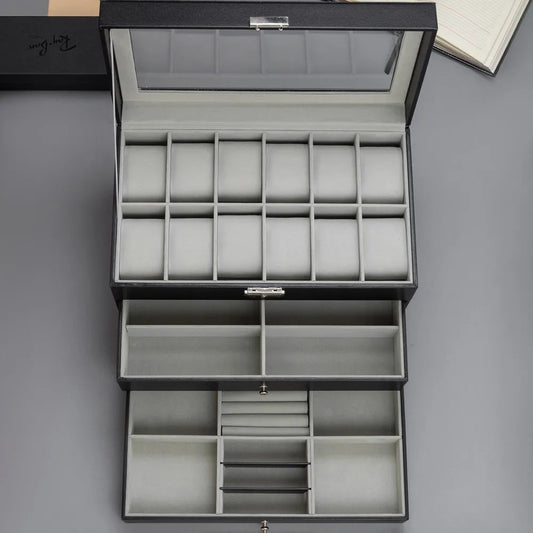 Coffret Montres & Bijoux 3 Niveaux - Luxe et Organisation au Maroc