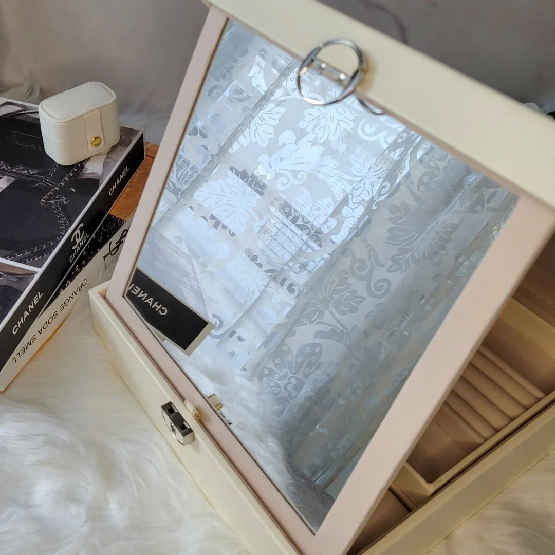 Boîte à Bijoux avec Miroir – Rangement Élégant pour Vos Accessoires