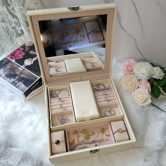 Boîte à Bijoux avec Miroir – Rangement Élégant pour Vos Accessoires