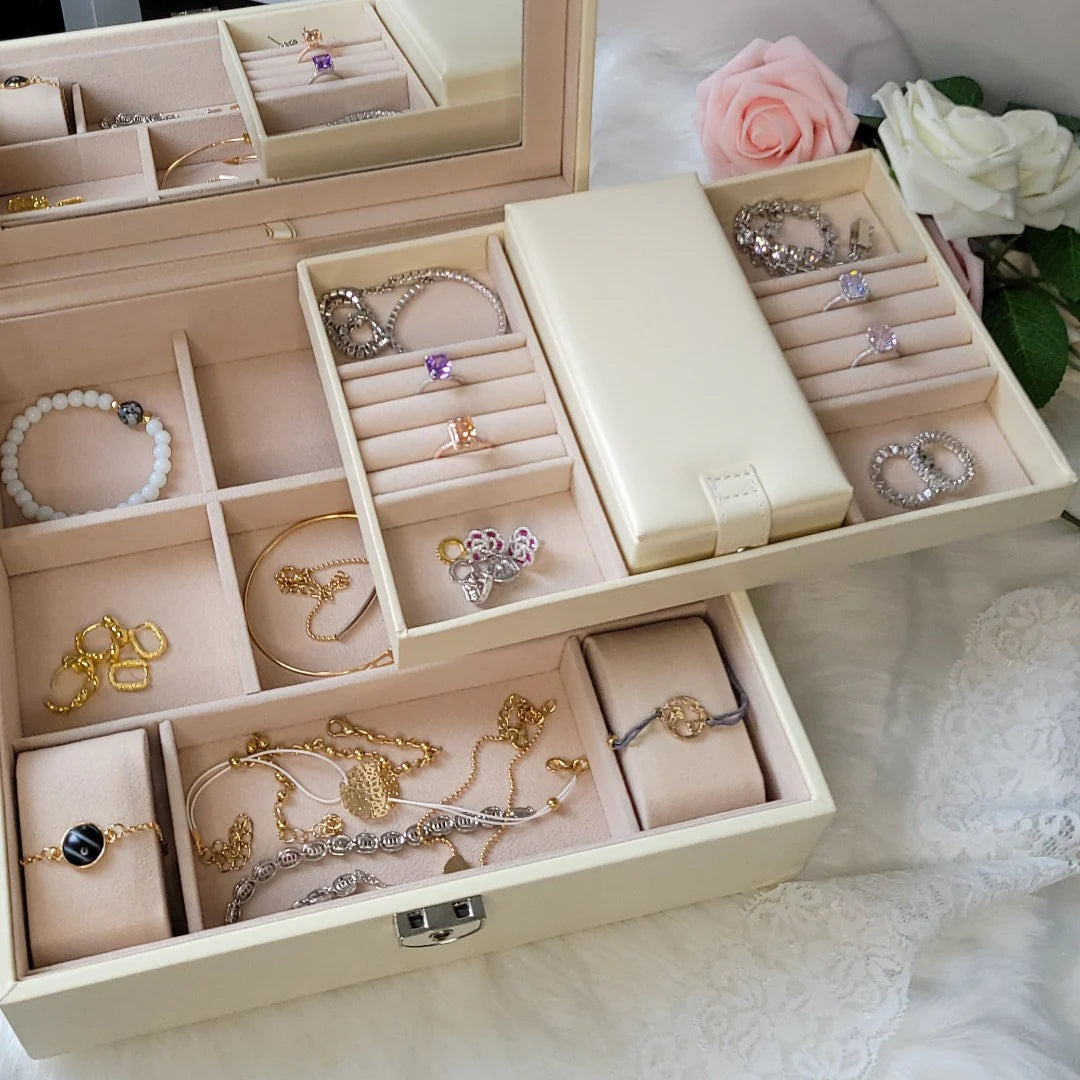 Boîte à Bijoux avec Miroir – Rangement Élégant pour Vos Accessoires