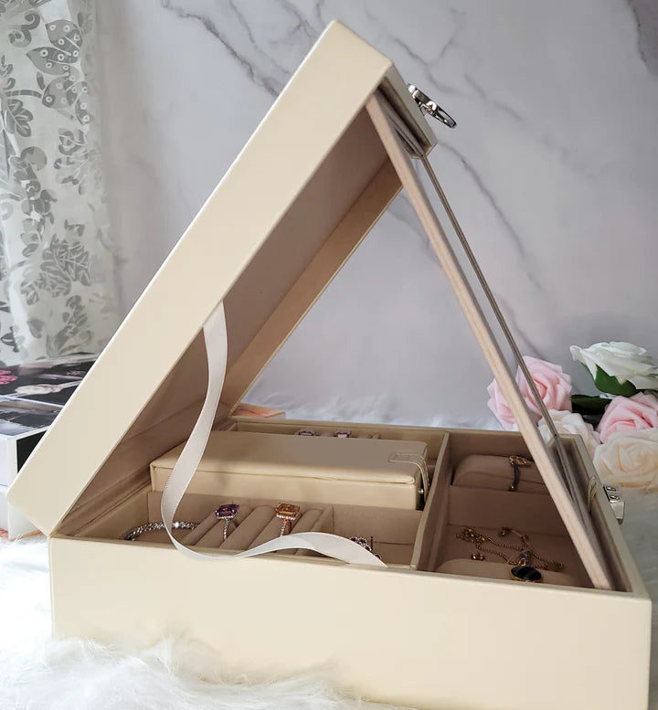 Boîte à Bijoux avec Miroir – Rangement Élégant pour Vos Accessoires