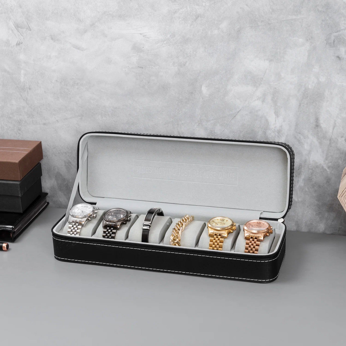 Coffret à Montres 6 Emplacements – Vitrine et Étui de Voyage Maroc