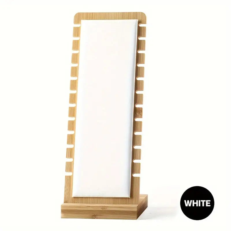 Porte-Collier en Bois Bambou – Organisateur Élégant pour Bijoux, Blanc/Vert