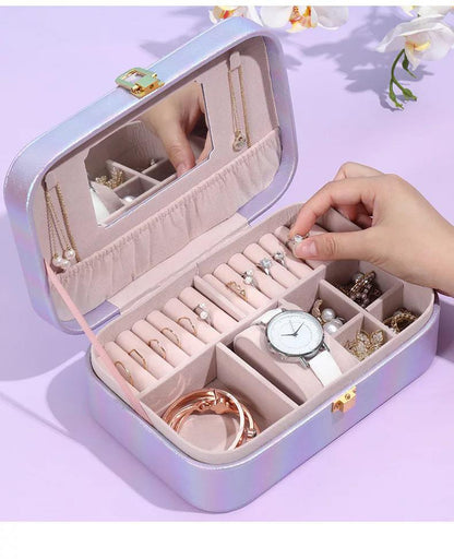 Boîte à bijoux portable en cuir PU Parfaite pour voyage et organisation
