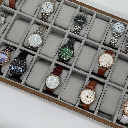 Présentoir montres bois 30 fentes avec oreillers réglables - Organisateur bijoux.