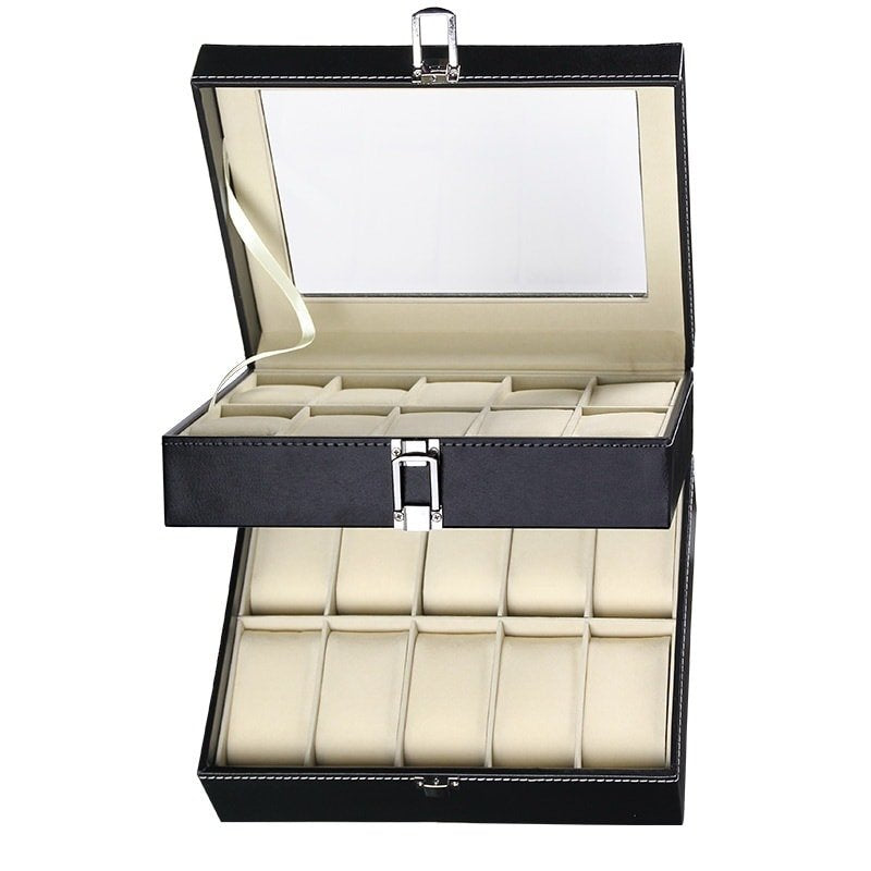 Boîte à Montres en Cuir de Luxe 12-20-24 Emplacements