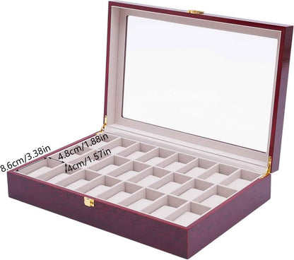 Boîte à Montres en Bois – 24 Emplacements Rangement Sécurisé & Élégance au Maroc