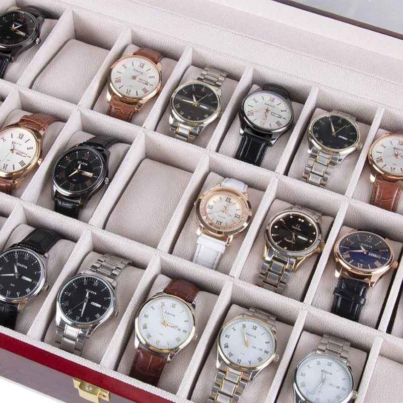 Boîte à Montres en Bois – 24 Emplacements Rangement Sécurisé & Élégance au Maroc