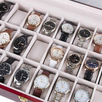Boîte à Montres en Bois – 24 Emplacements Rangement Sécurisé & Élégance au Maroc