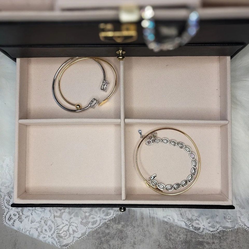 Boîte à bijoux en cuir avec tiroirs - Grand organisateur élégant pour femme