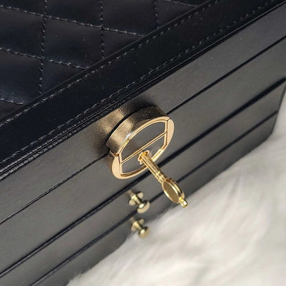 Boîte à bijoux en cuir avec tiroirs - Grand organisateur élégant pour femme