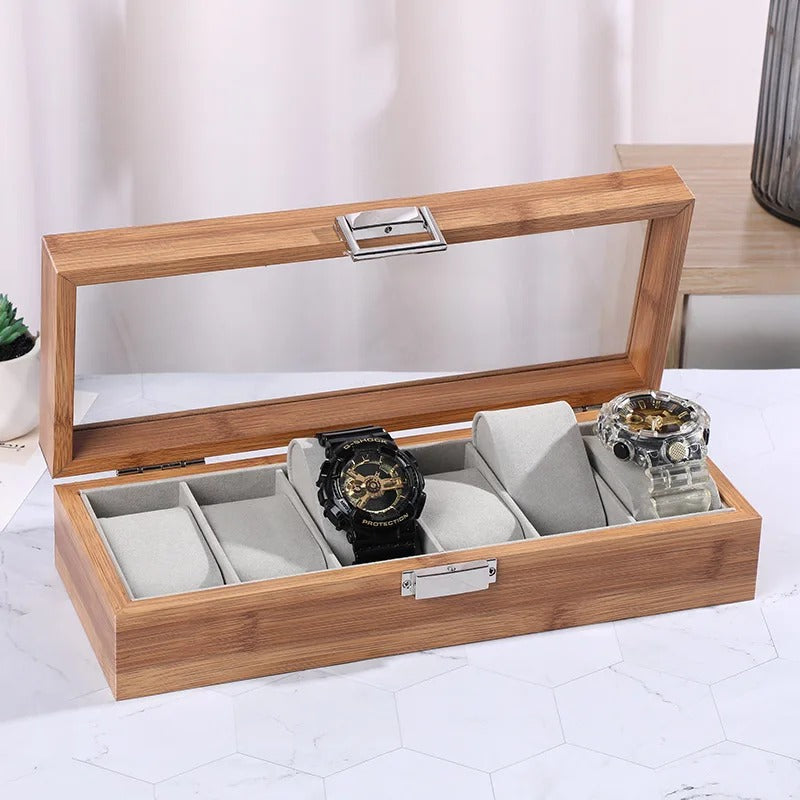 Boîte à Montres en Bois – Rangement Élégant et Protection pour 6 Montres