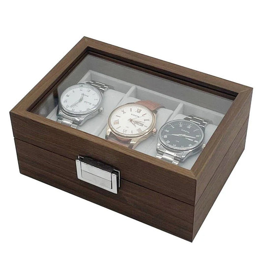 Boîte à montres en bois de luxe avec 3 compartiments haut de gamme