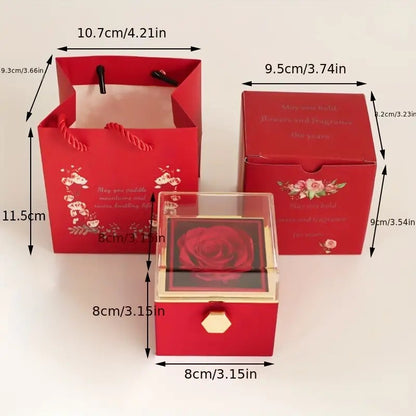 Boîte à Bijoux Rotative rouge – Cadeau Romantique Idéal pour Femme, Mariage & Anniversaires