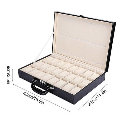 Boîte de Rangement Luxueuse et Élégante pour 24 Montres en Cuir PU