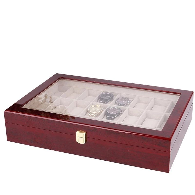Boîte à Montres en Bois – 24 Emplacements Rangement Sécurisé & Élégance au Maroc