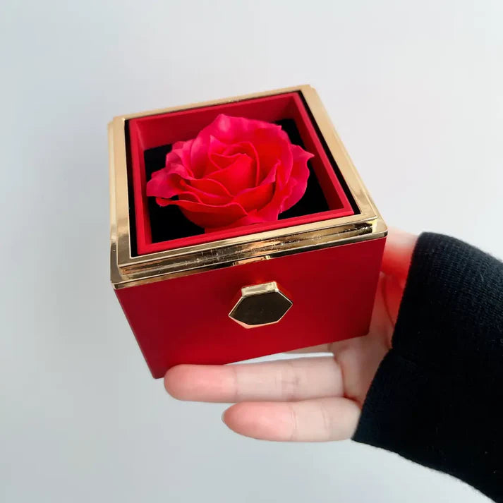 Boîte à Bijoux Rotative rouge – Cadeau Romantique Idéal pour Femme, Mariage & Anniversaires