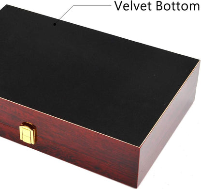 Coffret élégant en bois avec couvercle en verre pour montres et lunettes