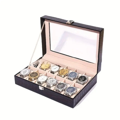 Boîte à Montres Luxe – Simili Cuir Crocodile 12 Emplacements