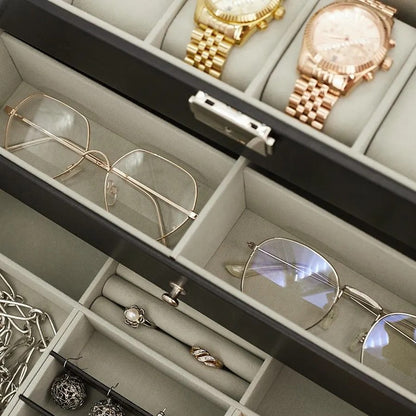 Coffret Montres & Bijoux 3 Niveaux - Luxe et Organisation au Maroc