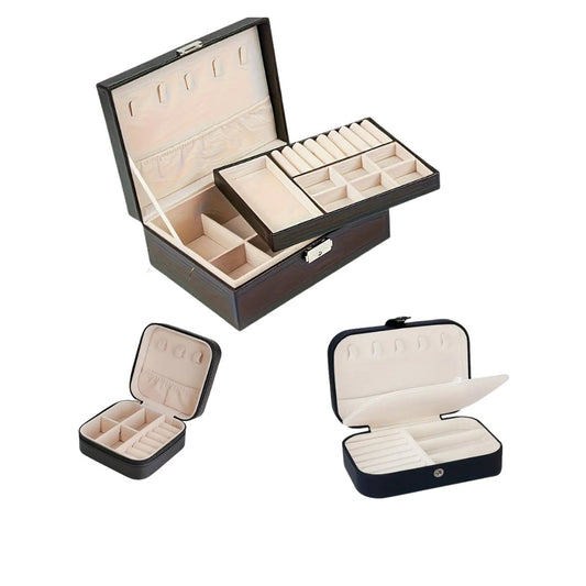 Pack 3 Coffrets à Bijoux en Similicuir – Petit, Moyen & Grand