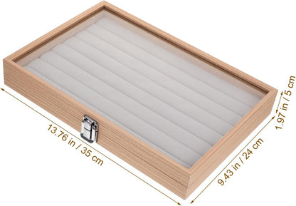Boîte à Bijoux en Bois avec Verre Transparent – Élégante et Pratique