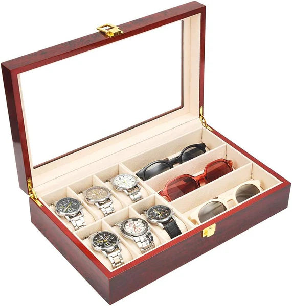 Boîte à Montres en Bois – 24 Emplacements Rangement Sécurisé & Élégance au Maroc