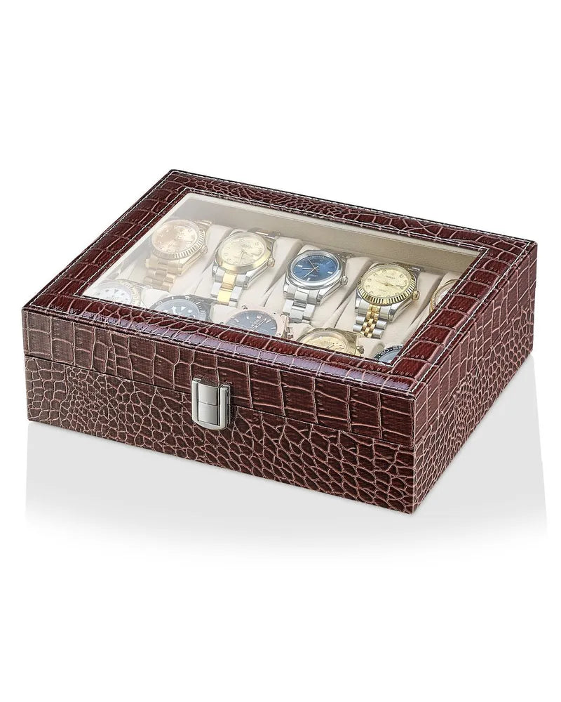 Boîte à Montres Luxe – Simili Cuir Crocodile 12 Emplacements
