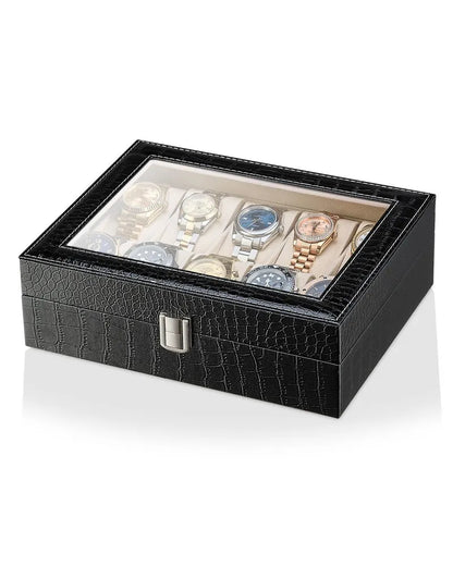 Boîte à Montres en Cuir Crocodile – Coffret Luxe 10 Montres Maroc