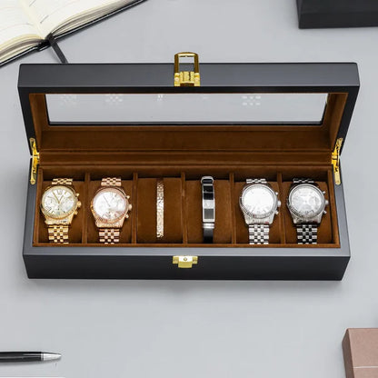 Boite a Montre en Bois Intérieur Daim 12 slots