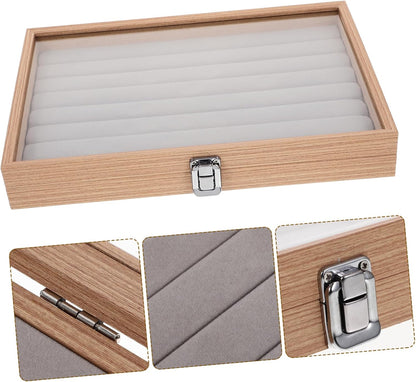 Boîte à Bijoux en Bois avec Verre Transparent – Élégante et Pratique