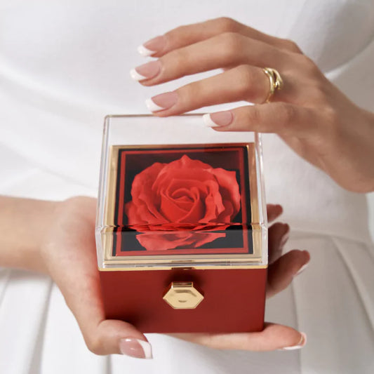 Boîte à Bijoux Rotative rouge – Cadeau Romantique Idéal pour Femme, Mariage & Anniversaires