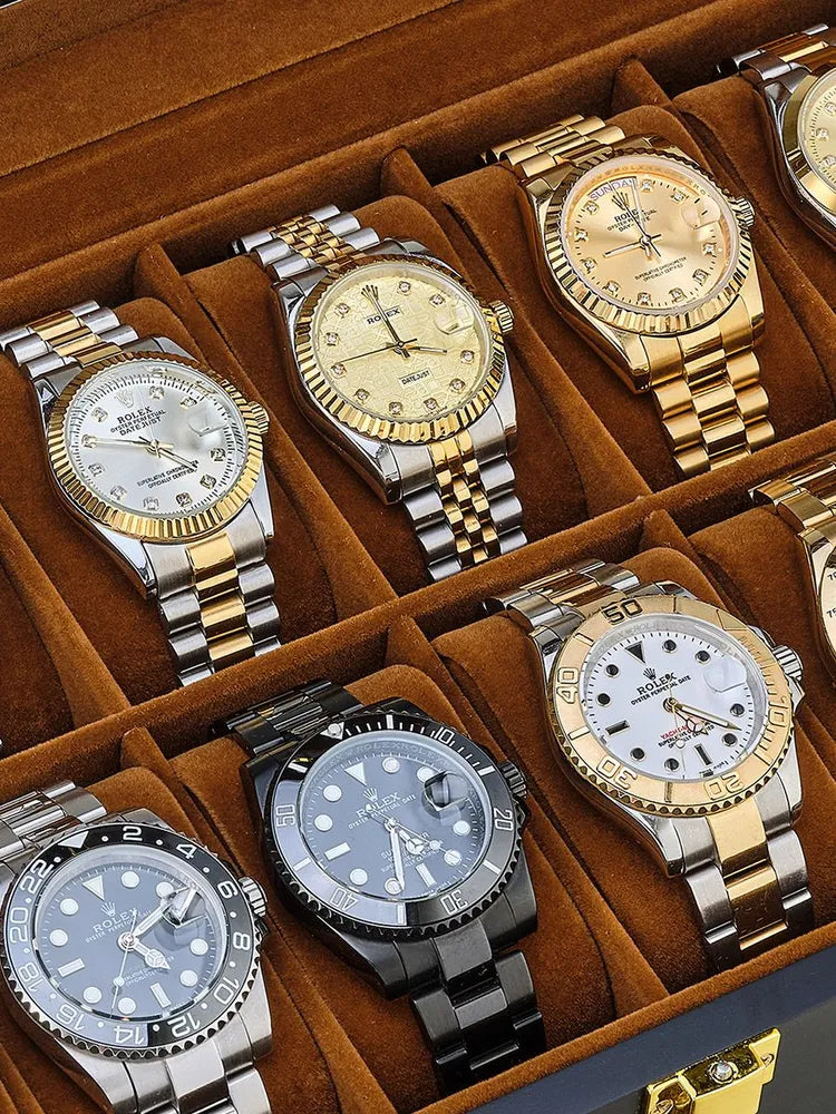 Boite a Montre en Bois Intérieur Daim 12 slots