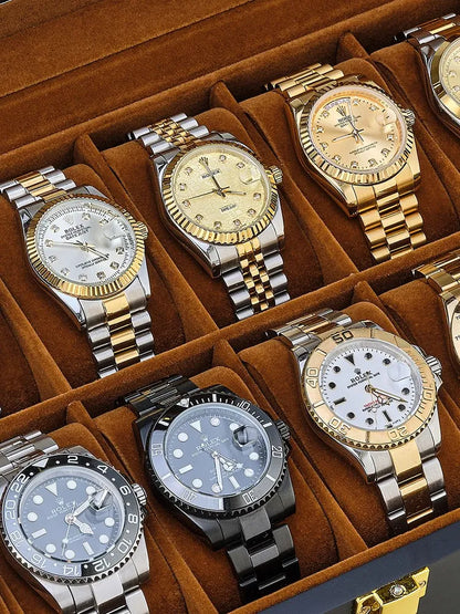 Boite a Montre en Bois Intérieur Daim 12 slots