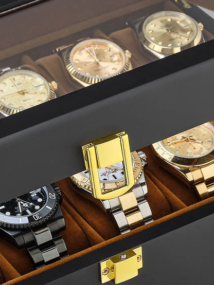 Boite a Montre en Bois Intérieur Daim 12 slots