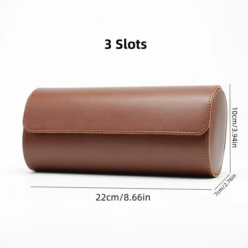 Étui de Voyage pour 3 Montres – Design Élégant en Cuir Marron
