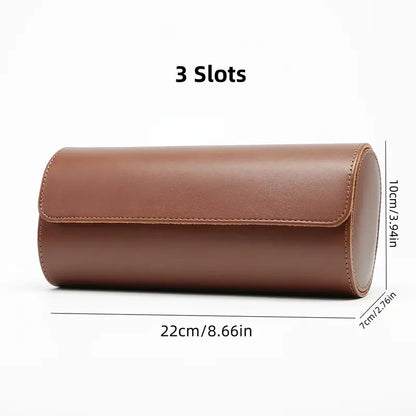 Étui de Voyage pour 3 Montres – Design Élégant en Cuir Marron