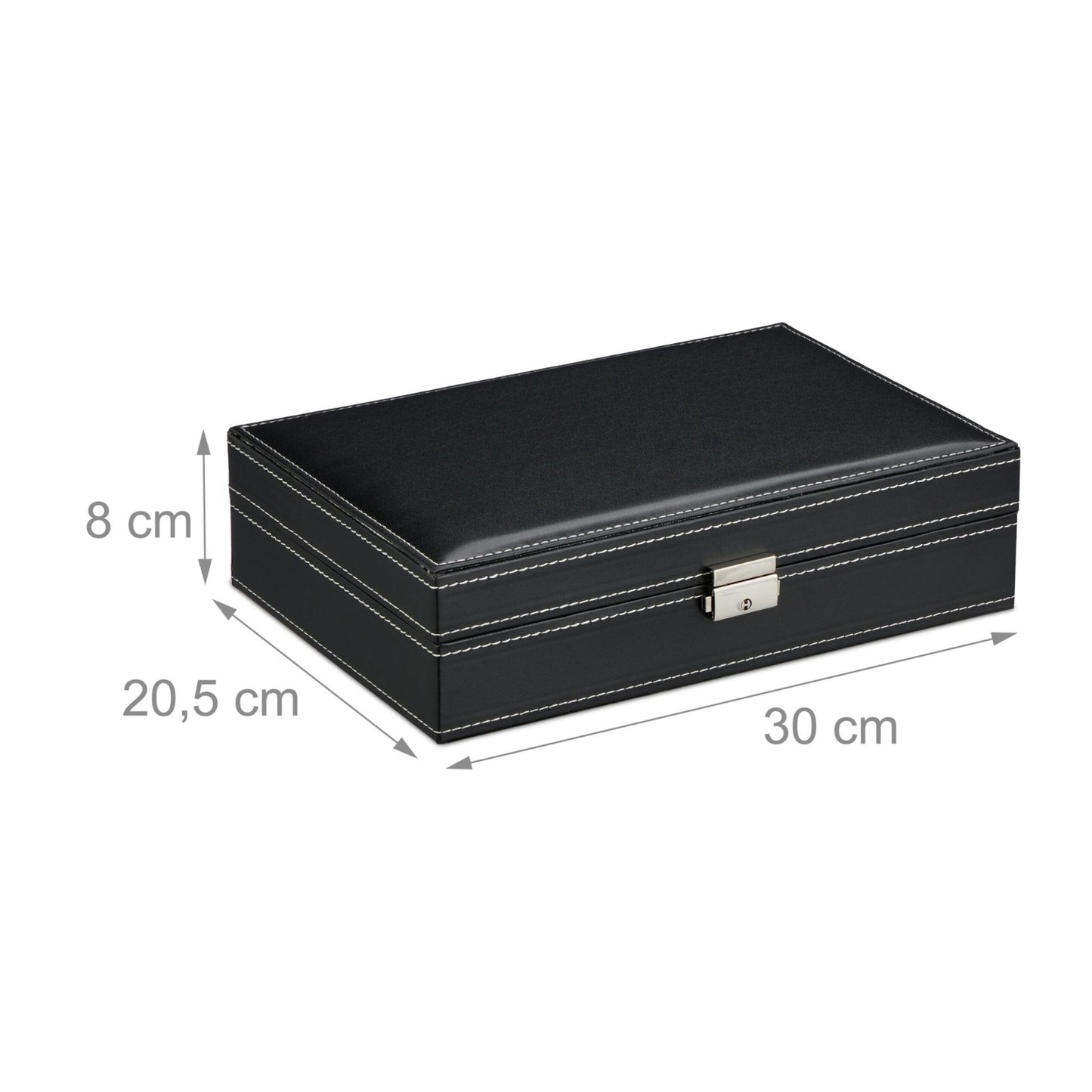 Boîte à Bijoux en Cuir pour Montres avec Serrure et Miroir